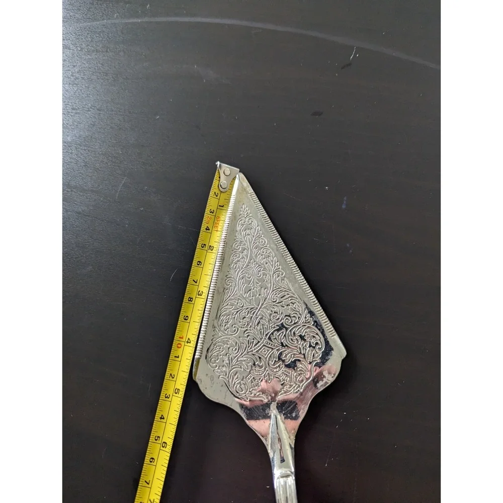 Vintage Silver Tone‎ Plated Wedding Cake Server Triangle Top 12